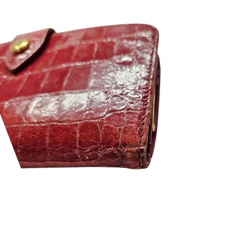Miu Miu Kisslock Crocodile Embossed Leather Clutch Phone Wallet In Peony Pink - Picture 10 of 17